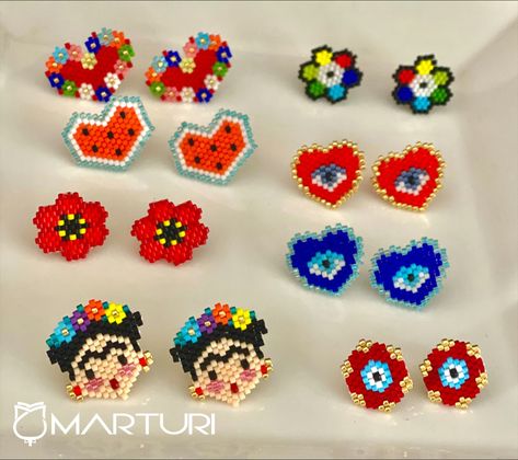 Seed Bead Charms, Sulam Manik, Miyuki Earrings, Miyuki Beads Pattern, Stitch Jewelry, Beaded Earrings Diy, Beaded Jewlery, Brick Stitch Earrings, Beaded Necklace Diy