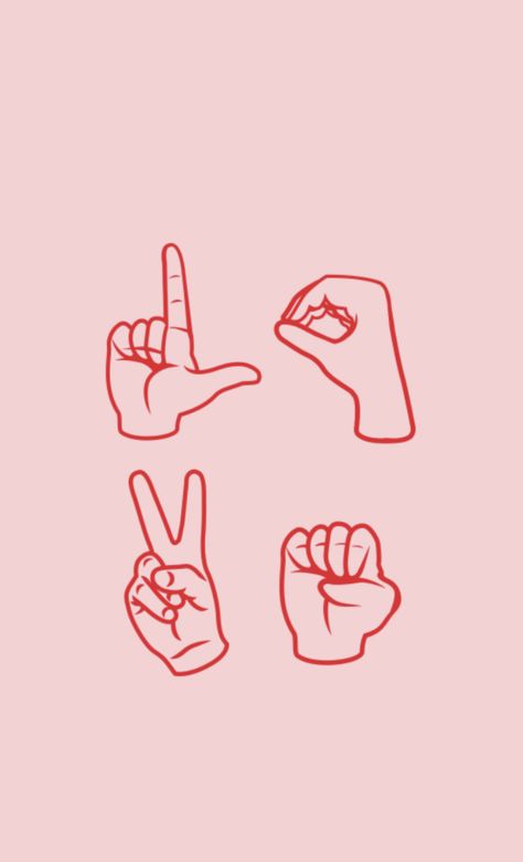 pink love asl Asl Sign Language I Love You, Sign Language Embroidery, Sign Language Vision Board, Asl Vision Board, Asl Wallpaper Sign Language, Asl Background, Asl Aesthetic, Asl Drawing, Sign Language Illustration