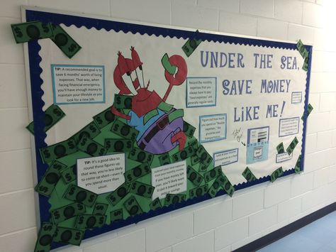 Budgeting Money Bulletin Board for Resident Assistants RA Yubi 2016 Financial Bulletin Board, Accounting Bulletin Board, Money Bulletin Board Ideas, Accounting Bulletin Board Ideas, Financial Aid Bulletin Board, Money Bulletin Board, Bulletin Board Design Aesthetic, Financial Literacy Bulletin Board, Literacy Bulletin Boards