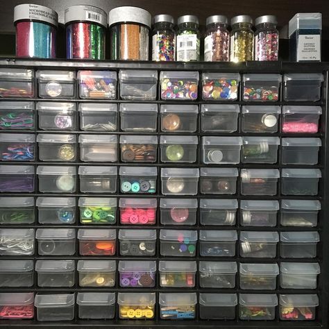 @nicoliowithlove on Instagram: “How do you organize all your buttons, paperclips, sequins, beads, glitter, and miscellaneous embellishments? I grabbed this a few months…” Paper Clip, Diy Sewing, Embellishments, Glitter, Sewing, Beads, On Instagram, Beauty, Instagram