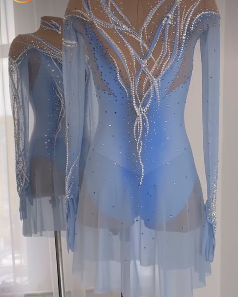 Navy Blue Figure Skating Dress, Light Blue Figure Skating Dress, Acro Outfits, Snow Queen Dress, Competition Skating Dress, Pretty Dance Costumes, Figure Skating Outfits, Queen Dresses, Summer Poses