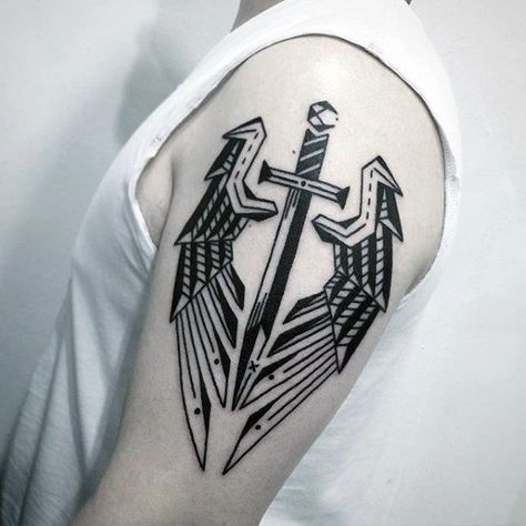 Sword With Wings Simple Arm Tattoo Ideas For Guys Tattoos Arm Mann, Tattoos Pinterest, Simple Arm Tattoos, Simple Tattoos For Guys, Cool Arm Tattoos, Tattoo Inspiration Men, Upper Arm Tattoos, Simple Tattoo Designs, Small Arm Tattoos