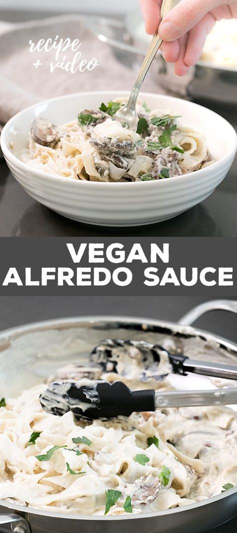 This rich, creamy vegan alfredo sauce is made with cashews and coconut milk, and no nutritional yeast. It even reheats beautifully. Easy Vegan Alfredo Sauce, Dairy Free Alfredo, Healthy Reciepes, Dairy Free Alfredo Sauce, Vegan Alfredo Sauce, Vegan Alfredo, Vegan Recipes Videos, Alfredo Sauce, Nutritional Yeast