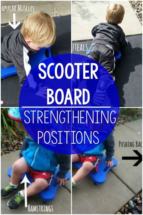 Scooter Board Strengthening | Pink Oatmeal Preschool Gym, Pediatric Physical Therapy Activities, Kinesthetic Learning, Gross Motor Activity, Pediatric Physical Therapy, Motor Planning, Pediatric Occupational Therapy, Gross Motor Activities, Pediatric Therapy