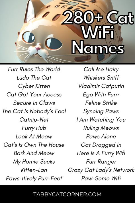 Cat Username Ideas, Cat Usernames, Catchy Name, Usernames For Instagram, Cute Cat Names, Wifi Names, Kitten Stickers, 9 Lives, Animal Names