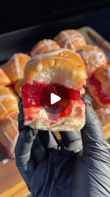 Paula | Queen Of The Grill 🇨🇦 on Instagram: "Smoked Strawberry Cheesecake Sliders 🍓🧀🍟 Smoking the cream cheese first is a game changer 😮‍💨

Ingredients
🍔 @kingshawaiian sliders
🍔 1 pkg cream cheese, smoked
🍔 1/2 can strawberry pie filling
🍔 2 tbsp butter, melted
🍔 2 tbsp graham crackers, crushed
Cream Cheese Frosting
🧀 4 oz. Cream cheese
🧀 3 tbsp heavy cream
🧀 1/2 stick butter
🧀 1 tsp vanilla
🧀 1/4 cup confectioners’ sugar

Directions
🍓 Pre heat @pitbossgrills 350 F.
🍓 Spread smoked cream cheese and strawberry pie filling on bottom half of slider buns.
🍓 Melt butter and add graham cracker crumbs. Mix to combine. Brush top buns.
🍓 Cover and cook for 20 minutes. Uncover and cook until the tops are golden brown.
🍓 Meanwhile, prepare frosting. In a medium bowl, combine cr Canned Strawberries, Top Bun, Strawberry Pie Filling, Slider Buns, Strawberry Pie, Strawberry Cheesecake, Graham Cracker Crumbs, Confectioners Sugar, Heavy Cream