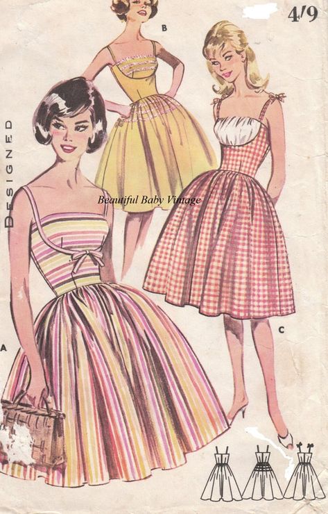 Vintage 1950s Ladies Dress Size 14 16 18 Retro Rockabilly | Etsy Vintage Fashion Sketches, Vogue Vintage, Vestidos Retro, Vintage Dress Patterns, Retro Mode, Vestidos Vintage, Ladies Dress, Sewing Pattern Sizes, Styl Retro