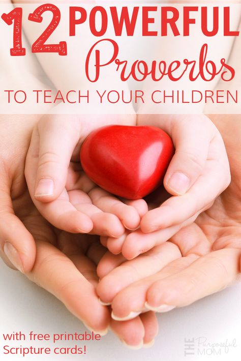 Teach your children these 12 powerful Proverbs! These verses teach our children (and us!) so much about the wisdom of God and can impact their lives for the long-term! Comes with printable Scripture cards too. Proverbs For Kids, Kids Faith, Raising Godly Children, Book Of Proverbs, Bible Study Plans, Train Up A Child, Bible Study For Kids, Bible Lessons For Kids, Christian Parenting