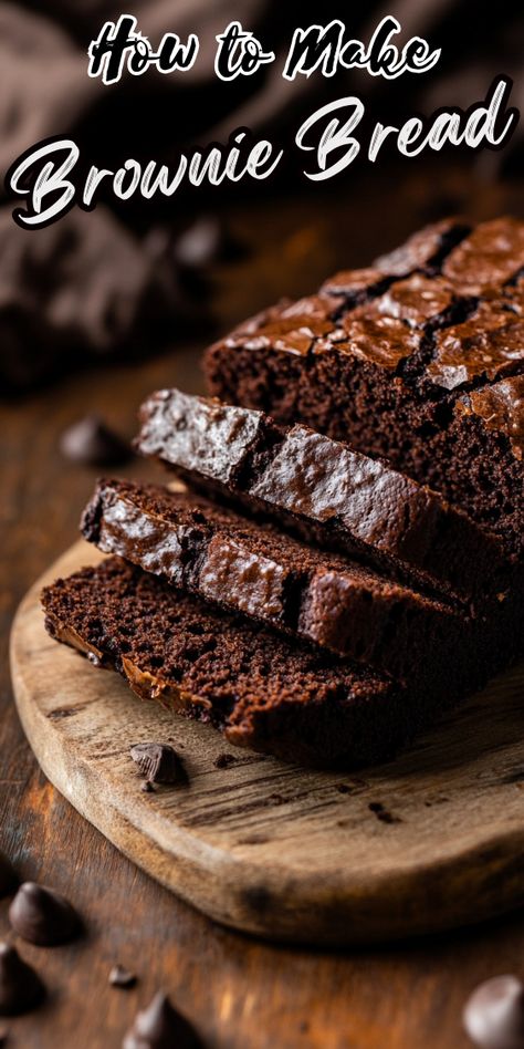 Brownie Bread Better Than Boyfriend Brownies, Brownie Mix Bread, Brownie Mix Cake Recipes, Brownie Bread Loaf, Brownie Bread Recipe, Brownie Loaf, Brownie Bread, Brownie Mix Recipes, Pecan Pie Cake