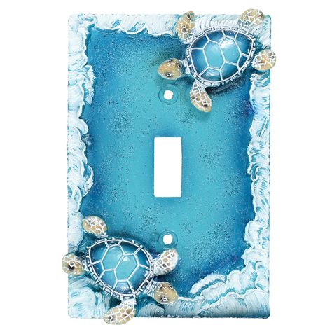 Sea Turtles Single Switch Plate | Bella Coastal Decor Sea Turtle Room Ideas, Sea Turtle Themed Bedroom, Sea Turtle Bathroom Ideas, Sea Turtle Bedroom Ideas, Turtle Bathroom Ideas, Sea Theme Bathroom, Sea Turtle Bathroom, Turtle Bedroom, Turtle Bathroom