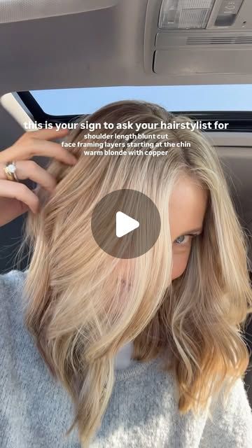 Emi Naegle on Instagram: "The journey of growing out a bob 💇🏼‍♀️ 

It has actually been my favorite hair journey yet. 

I loved my bob and I love my long bob. Never felt most like myself, honestly! 

And I love, love, love @maureen_salonm who knows her stuff. 

Here is what I ask for:

Long bob
Blunt cut
Face framing layers
Warm blonde with copper 

Xoxo 

#hairinspo #momhaircut #longbob #midlengthhair #shoulderlengthhair #blondhair #honeyblondehair #copperblonde #shorthaircut" Long Bob With Face Framing, Warm Blonde Bob, Cut Face Framing Layers, Blonde With Copper, Bob With Face Framing, Growing Out A Bob, Mom Haircuts, Copper Blonde, Framing Layers