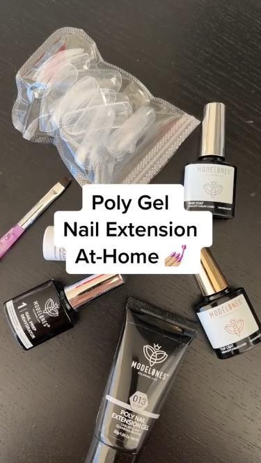 Nails gel Poly Gel On Natural Nails, Nail Extensions For Beginners, Black Poly Gel Nails, Polygel Nails Beginner, Polygel Nails Black, Poly Gel Nails Removal, Poly Gel With Tips, Beginner Polygel Nails, Poly Gel Nail Kits For Beginners