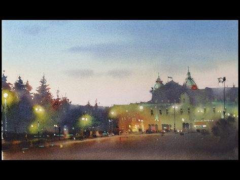 Watercolor Cities, Expressive Watercolor, Watercolor City, Watercolor Artists, Daily Painting, Amazing Art Painting, Love Drawings, Watercolor Landscape, Painting Projects