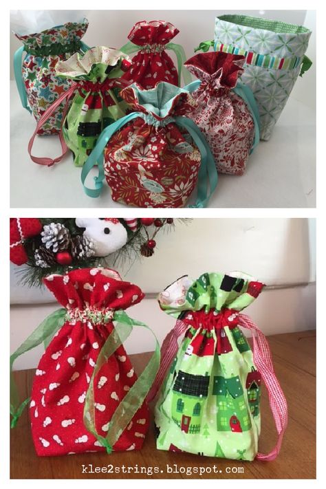 Scrap Busting Gift Bags Free Sewing Pattern Bag Free Sewing Pattern, Gift Bag Tutorial, Fabric Gift Bag, Reusable Gift Bags, Free Sewing Pattern, Bag Tutorial, Christmas Gift Bags, Bags Tutorial, Simple Gifts