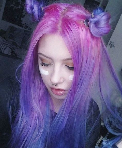 Purple Hair With Pink Bangs, Blue And Pink Hair, Best Hair Mask, Goth Hair, Coloured Hair, Dyed Hair Inspiration, Lavender Hair, Emo Hair, Pretty Hair Color