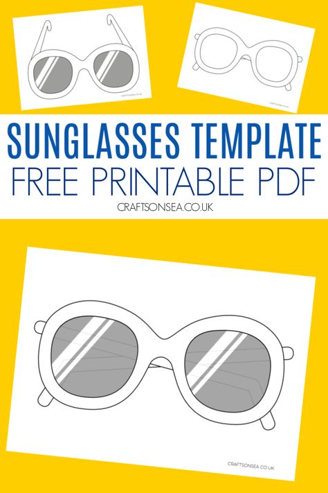 Download our free printable sunglasses template with four different designs for you to choose from perfect for easy summer crafts. Sunglasses Craft Preschool, Sunglasses Craft For Kids, Sunglasses Template, Sunglasses Craft, Beach Theme Classroom, Wreath Embellishments, Free Printable Crafts, Earth Day Crafts, Paper Doll Template