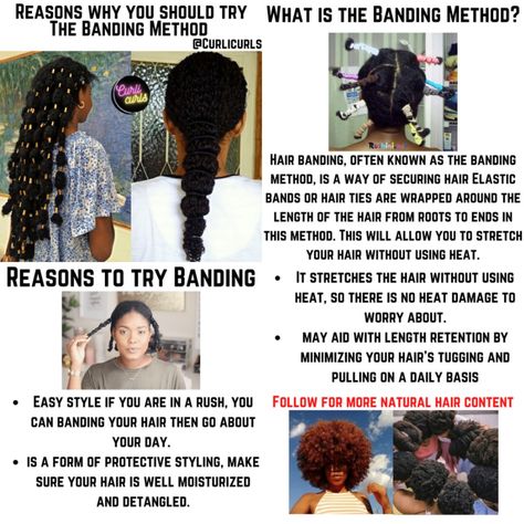 Tension Method Natural Hair, Banding Method Natural Hair, Natural Hair Journey Tips, Hair Journey Tips, Black Hair Inspiration, African Natural Hairstyles, Afro Hair Care, Healthy Hair Routine, Curly Hair Care Routine