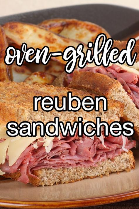 Oven Reuben Sandwich, Reubens In The Oven, Grilled Reuben Sandwich, Reuben Sandwich In Oven, Baked Reuben Sandwich, Mini Rueben Sandwiches Appetizers, Ruban Sandwich Recipes, Rubin Sandwich Recipe, Oven Baked Sandwiches