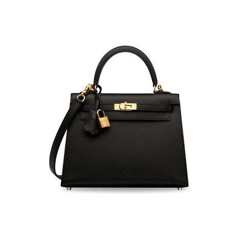 A BLACK EPSOM LEATHER SELLIER KELLY 25 WITH GOLD HARDWARE Sac Hermes Kelly, Tas Hermes, Hermes Kelly 25, Kelly 25, Hermes Kelly Bag, Luxury Bags Collection, Tas Fashion, Black Handbag, Kelly Bag