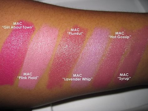 Discount Mac Makeup Cosmetics Wholesale Outlet Sale $1.9 for gift when you repin it. Mac Swatches, Mac Modesty, Plum Lipstick, Face Jewelry, True Summer, Lipstick Pink, Lavender Dress, Pink Shades, Lipstick Swatches