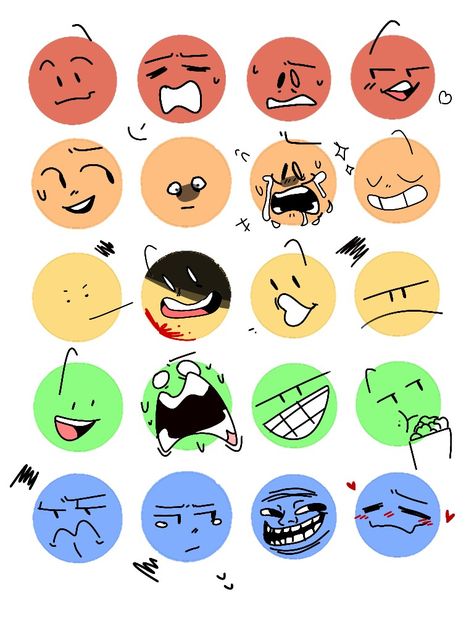 100 Expressions Challenge, Chibi Blowing Kiss, Goofy Eyes Drawing, Face Expressions Reference Drawing, Cartoon Expression Reference, Smug Face Drawing, Grimace Expression, Emoji Art Drawing, Anime Expressions Reference