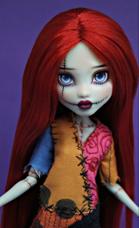 By SvBaryshevaOOAKDolls Nightmare Before Christmas Dolls, Doll Customization, Nightmare Before Christmas Sally, Sally Nightmare, Sally Nightmare Before Christmas, Monster High Repaint, Monster High Dolls, Ooak Dolls, Custom Dolls