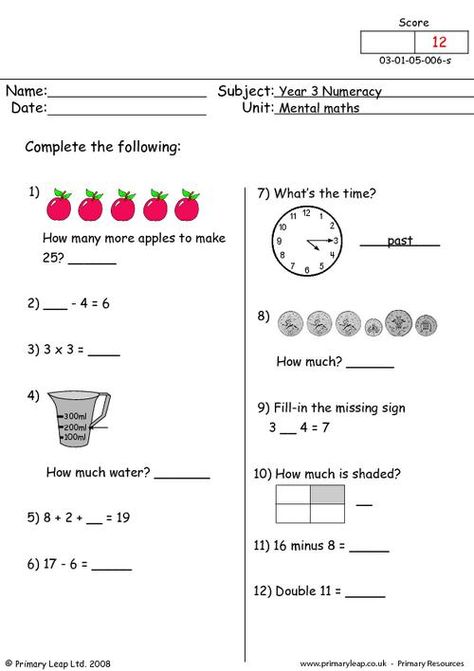 Year 3: Numeracy Printable Resources & Free Worksheets for Kids | PrimaryLeap.co.uk Year 3 Maths Worksheets, English Exam Papers, Year 3 Maths, Maths Worksheet, Mental Maths, Mental Maths Worksheets, Free Worksheets For Kids, Maths Paper, 3rd Grade Math Worksheets