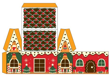 Christmas Paper House, Paper House Printable, Printable Christmas Paper, Gingerbread House Template Printable, Decoupage Paper Free, Paper Model Template, Gingerbread House Patterns, Paper House Template, Gingerbread House Template