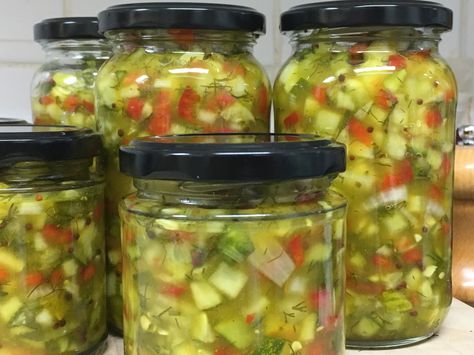 Gherkin Relish Recipe, Gherkins Recipe, Gherkin Relish, Pickled Fruit, American Dinner, Vegetable Recipe, Relish Recipes, Caught Out, Home Grown Vegetables