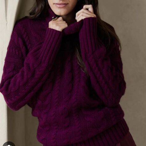 Oversized Sweater. Tried On Once And I’m Sadly Allergic To Wool. Beautiful Cozy Sweater. Size M. Burgundy Color. Deep Winter Palette, Deep Winter Colors, Plum Sweater, Winter Color Palette, True Winter, Deep Winter, Maroon Sweater, Cashmere Jumper, Banana Republic Sweater