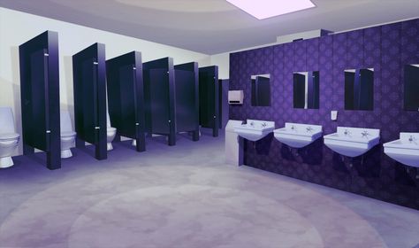 Not mine. I really adore this purple bathroom though and may use it in my story. Boho Baby Room, School Bathroom, Episode Interactive Backgrounds, Anime Places, Episode Backgrounds, Purple Bathrooms, Anime City, Fantasy Background, Scenery Background