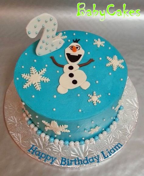 Frozen themed birthday cake. Normal Cake, Olaf From Frozen, Frozen Themed Birthday Cake, Disney Olaf, Frozen Birthday Cake, Frozen Themed, Frozen Birthday, Fondant Cake, Baby Cake