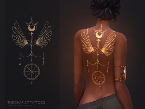 sugar owl's The Chariot tattoos Egyptian Tattoo For Women, Sims 4 Tattoos, Sims 4 Cas Mods, 4 Poses, Sims 4 Anime, Pelo Sims, Men Tattoos, 4 Tattoo, Free Sims