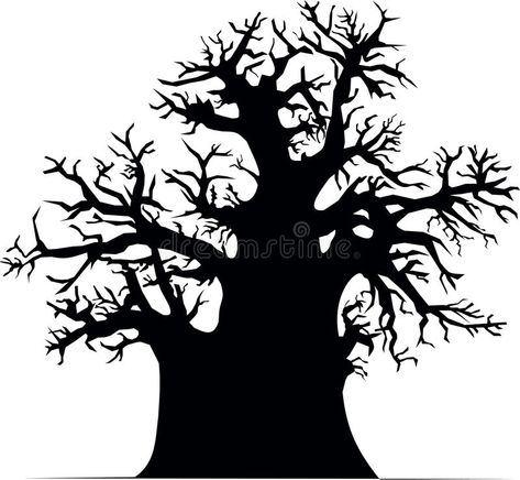 Baobab tree. Detailed silhouette of a baobab tree without leaves , #AD, #Detailed, #tree, #Baobab, #leaves, #baobab #ad Pine Tree Drawing, Birch Tree Wallpaper, Oak Tree Tattoo, Tree Cartoon, African Tree, Christmas Tree Silhouette, Valentines Day Coloring Page, Baobab Tree, Dark Tree