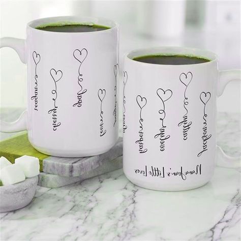 I will make a coffee mug design for you Family Mugs Ideas, Personalized Mugs Diy, Mug Name Designs, Personalized Mugs Vinyl, Customized Mugs Ideas, Mom Mug Ideas, Personalized Mug Ideas, Mothers Day Mugs, Diy Mug Designs