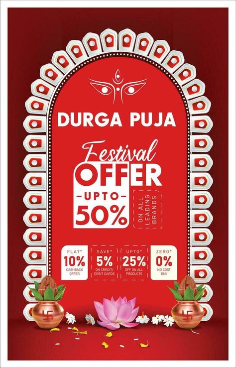 Navratri Offer Poster, Offer Poster, Sale Template, Template Background, Navratri Festival, Wedding People, Durga Puja, Heart Tree, Logo Banners