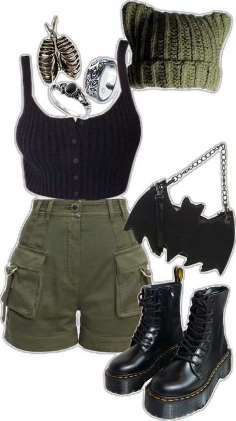 Green Goth Outfit, Green Goth, Goth Outfit, Swaggy Outfits, Goth Outfits, Really Cute Outfits, Edgy Outfits, Character Outfits, Casual Style Outfits