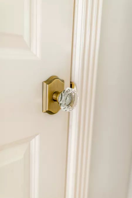 Painted Inside Doors, Gold Door Knob, Gold Door Knobs, Brooklyn House, Greige Paint, Inside Doors, Gold Door, Gold Knobs, Brass Door Knobs