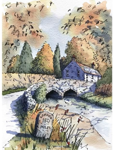 Buildings Art, Watercolor House Painting, Line And Wash, Watercolor House, Sea Scapes, Calligraphy Ideas, Pen And Wash, Watercolor Architecture, Urban Sketches