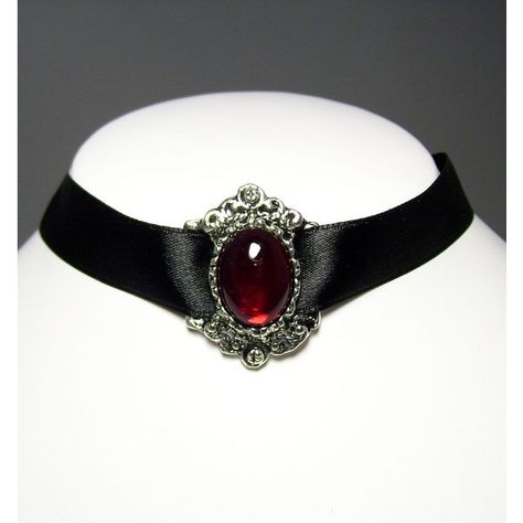 Red Fantasy Necklace, Vampire Choker, Red And Black Necklace, Red Ruby Necklace, Steampunk Choker, Vampire Necklace, Necklaces Red, Black Pendant Necklace, Red Choker