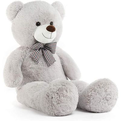 Features:Size:3ft tall from head to toe, about a height of nursery toddler. Color: gray(as the picture show)Details: Big gray teddy bear stuffed animal has a zipper on the back, you can add or adjust filler or hide a surprising gift, soft teddy bear fur is washable, gentle cycle and dry or just brush bear’s surface. The button eyes are very strong and will not be easily biting out. Enjoy your gift:gray teddy bear stuffed toy is thought of as a perfect gift sending to your girlfriend/boyfriend, f Gray Teddy Bear, Huge Teddy Bears, Huggable Teddy Bear, Grey Teddy Bear, Giant Stuffed Animals, Giant Plush, Big Teddy Bear, Large Stuffed Animals, Big Teddy