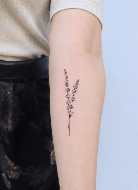 Fineline Lilac Tattoo, Single Line Lavender Tattoo, Blue Vervain Tattoo, Simple Lavender Tattoo Black, Taylor Swift Flower Tattoo, Simple Lavender Tattoo, Simple Lilac Tattoo, Lavender Sprigs Tattoo, Small Lavender Tattoo