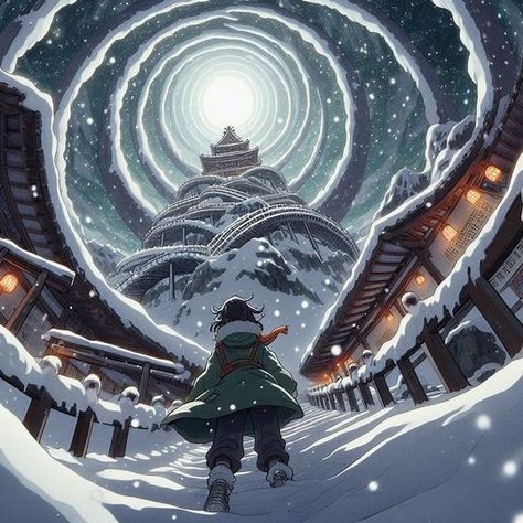 anime manga story illustration with the character in snow looking up at a spiral mountain with a shrine atop the mountain extreme skewed perspective from a lowangle - Image Creator from Microsoft Designer Looking Up Perspective, Forced Perspective, Tibetan Mastiff, One Point Perspective, Mountain Illustration, Manga Story, Point Perspective, Graphic Designer Portfolio, Different Perspectives