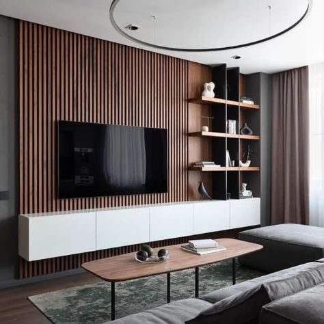 50 Amazing TV Wall Ideas That Can Never Go Out Of Style Reka Bentuk Ruang Tamu, Reka Bentuk Bilik Tidur, Hiasan Dalaman Rumah, Reka Bentuk Dalaman, Ruang Tv, Tv Fal, Feature Wall Living Room, تصميم داخلي فاخر, Modern Tv Wall