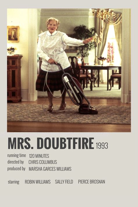 alternative polaroid movie poster for the film “Mrs. Doubtfire” by @meganlaur_ (me) Polaroid Movie Poster, Indie Movie Posters, Mrs Doubtfire, Film Polaroid, Movie 2023, Film Vintage, Movie Card, Iconic Movie Posters, Film Posters Minimalist