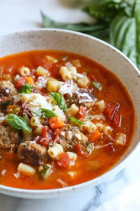 This hearty soup is loaded with mini turkey meatball, zucchini, vegetables and ditalini pasta. I love to add a Parmesan cheese rind to my soup, my secret for extra flavor but it's totally optional! Meatball Zucchini, Ditalini Soup, Mini Turkey Meatballs, Turkey Meatball Soup, Instant Pot Turkey, Turkey Meatball, Ditalini Pasta, Meatball Soup, Instant Pot Soup Recipes