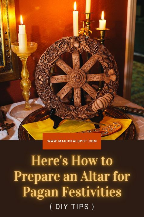 In this article, we'll learn How to Prepare an Altar for Pagan Festivities by following tips and DIY methods. Fall Altar Pagan, Garden Altar Pagan, Mabon Altar Crystals, Forest Altar Pagan, Full Moon Spells, Altar Cloth Pagan, Wiccan Rituals, Voodoo Spells, Moon Spells