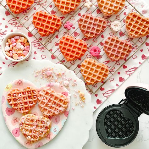 Pink Heart Shaped Waffles Pink Waffles, Heart Shaped Waffles, Make Waffles, No More Excuses, Waffle Maker, Cooking Together, How To Make Breakfast, Valentine Special, Cute Pink