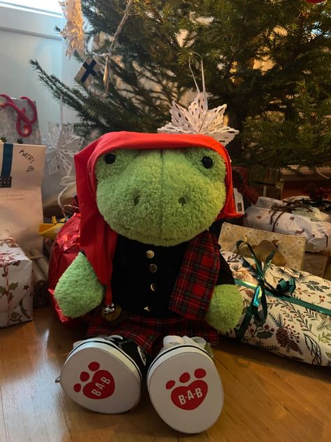 #buildabear #buildabearworkshop #frog Christmas Frog, Frog Aesthetic, Cute Frogs, Build A Bear, Frogs, Bears, Merry Christmas, Christmas, Green