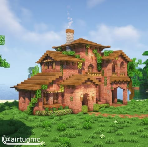 Pretty House Minecraft, Jungle Minecraft Houses, Minecraft Jungle House, Minecraft Small House, Minecraft Houses Survival, Minecraft Lol, Minecraft Village, Minecraft House Plans, Minecraft Farm